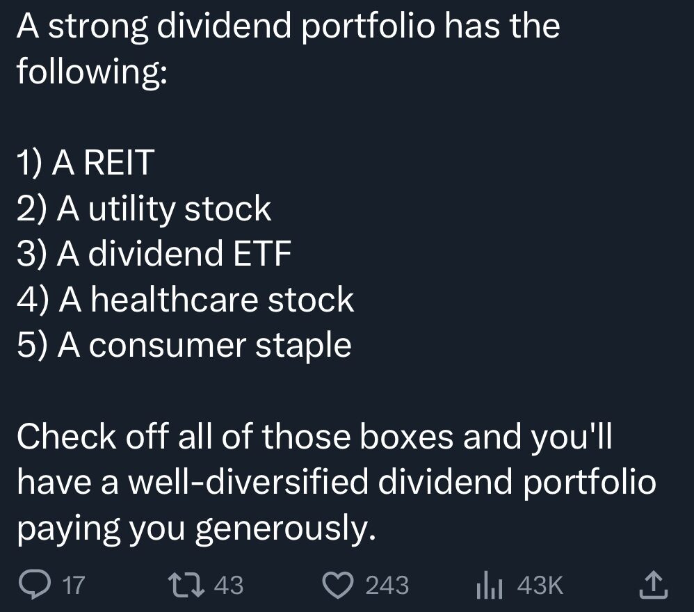 A tweet about Dividend stocks and ETFs and How to Invest Defensively In The Stock Market